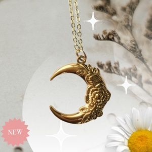 Floral Moon Gold Plated Necklace